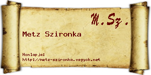 Metz Szironka névjegykártya